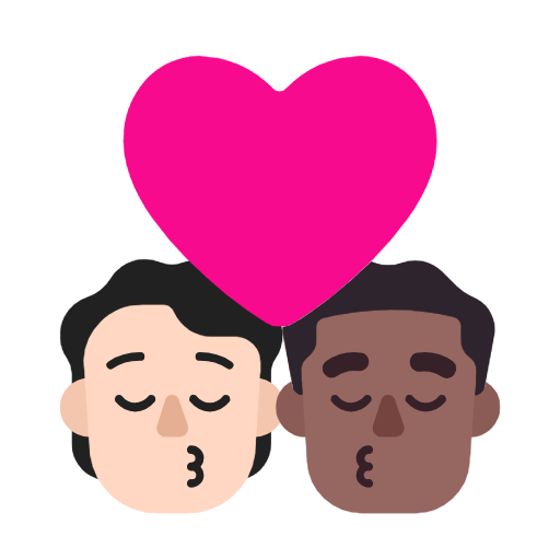 🧑🏻‍❤️‍💋‍👨🏾 Emoji sich küssendes Paar: Person, Mannn, helle Hautfarbe, mitteldunkle Hautfarbe Microsoft Windows 11 23H2.