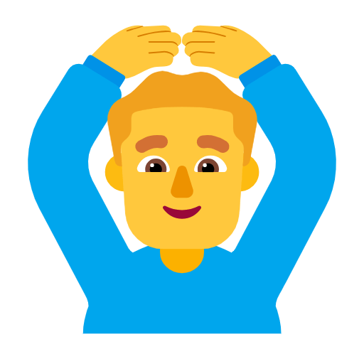 🙆‍♂️ Emoji Mann mit Händen auf dem Kopf Microsoft Windows 11 23H2.