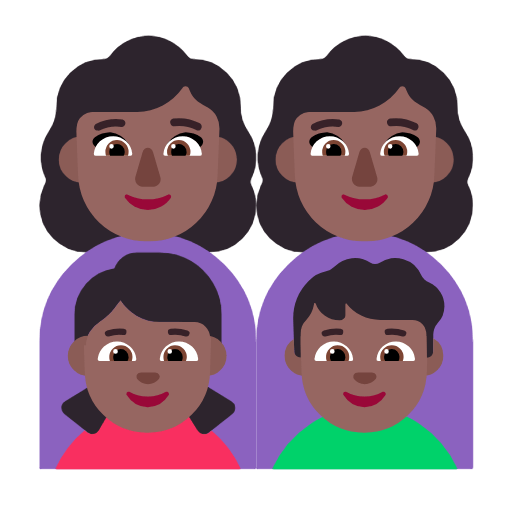 👩🏾‍👩🏾‍👧🏾‍👦🏾 Emoji Família - Mulher, Mulher, Menina, Menino: Pele Morena Escura na Microsoft Windows 11 23H2.
