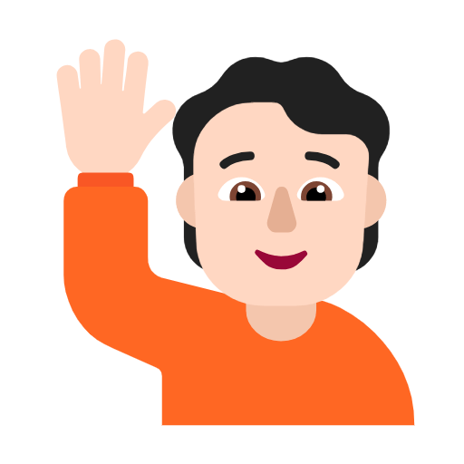 🙋🏻 Emoji Person mit erhobenem Arm: helle Hautfarbe Microsoft Windows 11 23H2.