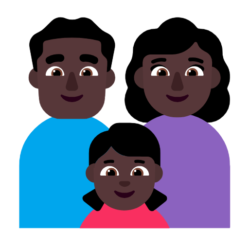 👨🏿‍👩🏿‍👧🏿 Emoji Familie - Mann, Frau, Mädchen: dunkle Hautfarbe Microsoft Windows 11 23H2.
