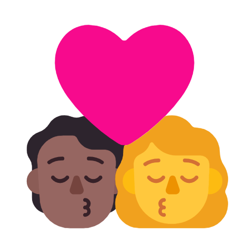 Emoji 🧑🏾‍❤️‍💋‍👩 Bacio Tra Coppia: persona, Donna, Carnagione Abbastanza Scura, Nessun tono della pelle su Microsoft Windows 11 23H2.
