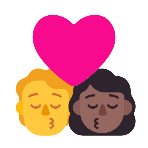 Emoji 🧑‍❤️‍💋‍👩🏾 Bacio Tra Coppia: persona, Donna, Nessun tono della pelle, Carnagione Abbastanza Scura su Microsoft Windows 11 23H2.
