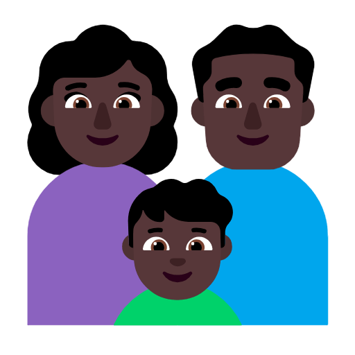 👩🏿‍👨🏿‍👦🏿 Emoji Familie - Frau, Mann, Junge: dunkle Hautfarbe Microsoft Windows 11 23H2.