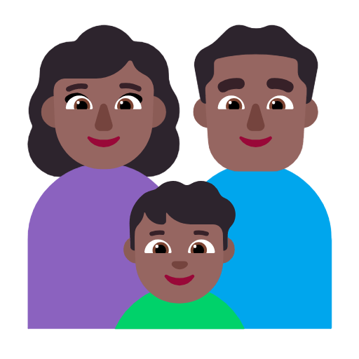 👩🏾‍👨🏾‍👦🏾 Emoji Família - Mulher, Homem, Menino: Pele Morena Escura na Microsoft Windows 11 23H2.