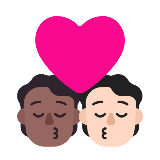 🧑🏾‍❤️‍💋‍🧑🏻 Emoji sich küssendes Paar: Person, Person, mitteldunkle Hautfarbe, helle Hautfarbe Microsoft Windows 11 23H2.