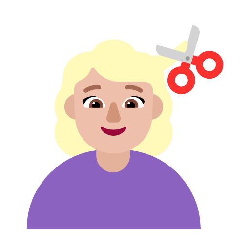 💇🏼‍♀️ Emoji Mulher Cortando O Cabelo: Pele Morena Clara na Microsoft Windows 11 23H2.