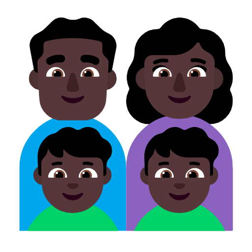 Emoji 👨🏿‍👩🏿‍👦🏿‍👦🏿 Famiglia - Uomo, Donna, Bambino, Bambino: Carnagione Scura su Microsoft Windows 11 23H2.