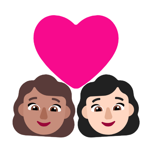 Emoji 👩🏽‍❤️‍👩🏻 Coppia Con Cuore - Donna: Carnagione Olivastra, Donna: Carnagione Chiara su Microsoft Windows 11 23H2.