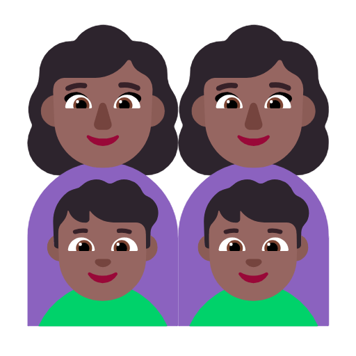 Emoji 👩🏾‍👩🏾‍👦🏾‍👦🏾 Famiglia - Donna, Donna, Bambino, Bambino: Carnagione Abbastanza Scura su Microsoft Windows 11 23H2.