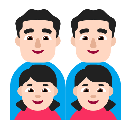 👨🏻‍👨🏻‍👧🏻‍👧🏻 Emoji Familie - Mann, Mann, Mädchen, Mädchen: helle Hautfarbe Microsoft Windows 11 23H2.