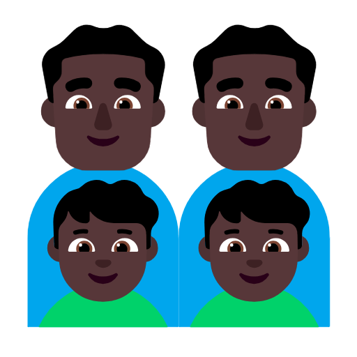 Emoji 👨🏿‍👨🏿‍👦🏿‍👦🏿 Famiglia - Uomo, Uomo, Bambino, Bambino: Carnagione Scura su Microsoft Windows 11 23H2.