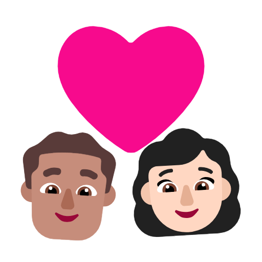 Emoji 👨🏽‍❤️‍👩🏻 Coppia Con Cuore - Uomo: Carnagione Olivastra, Donna: Carnagione Chiara su Microsoft Windows 11 23H2.