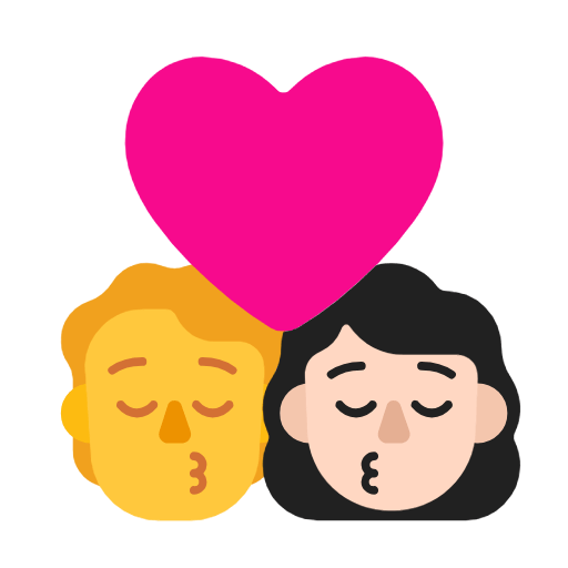 Emoji 🧑‍❤️‍💋‍👩🏻 Bacio Tra Coppia: persona, Donna, Nessun tono della pelle, Carnagione Chiara su Microsoft Windows 11 23H2.