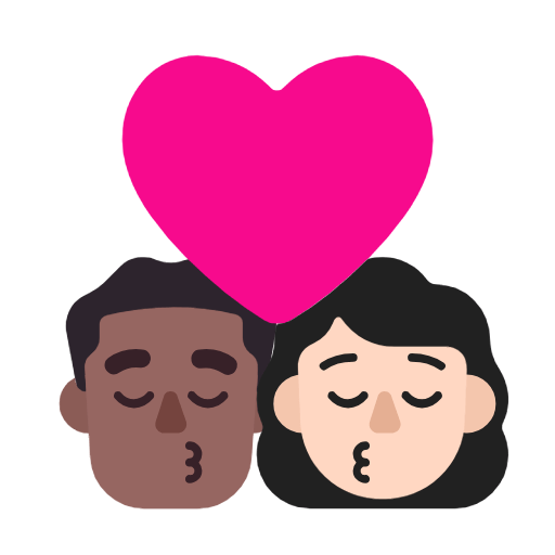 Emoji 👨🏾‍❤️‍💋‍👩🏻 Bacio Tra Coppia - Uomo: Carnagione Abbastanza Scura, Donna: Carnagione Chiara su Microsoft Windows 11 23H2.