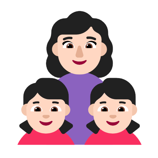 Emoji 👩🏻‍👧🏻‍👧🏻 Famiglia - Donna, Bambina, Bambina: Carnagione Chiara su Microsoft Windows 11 23H2.