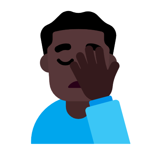 Emoji 🤦🏿‍♂️ Uomo Esasperato: Carnagione Scura su Microsoft Windows 11 23H2.