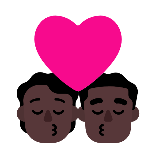 Emoji 🧑🏿‍❤️‍💋‍👨🏿 Bacio Tra Coppia: persona, uomo, Carnagione Scura su Microsoft Windows 11 23H2.