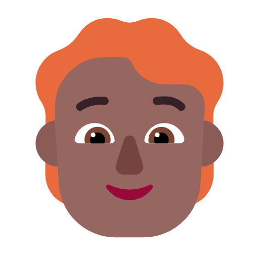 🧑🏾‍🦰 Emoji Erwachsener: mitteldunkle Hautfarbe, rotes Haar Microsoft Windows 11 23H2.