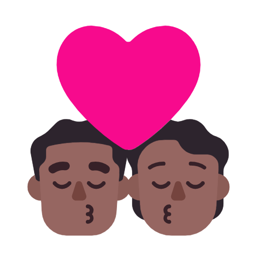 👨🏾‍❤️‍💋‍🧑🏾 Emoji sich küssendes Paar: Mannn, Person, mitteldunkle Hautfarbe Microsoft Windows 11 23H2.