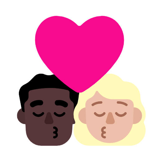 Emoji 👨🏿‍❤️‍💋‍👩🏼 Bacio Tra Coppia - Uomo: Carnagione Scura, Donna: Carnagione Abbastanza Chiara su Microsoft Windows 11 23H2.