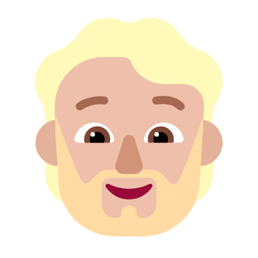 Emoji 🧔🏼 Uomo Con La Barba: Carnagione Abbastanza Chiara su Microsoft Windows 11 23H2.