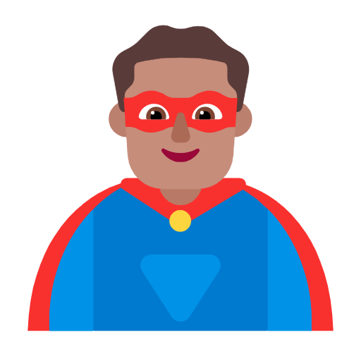 Emoji 🦸🏽‍♂️ Supereroe Uomo: Carnagione Olivastra su Microsoft Windows 11 23H2.