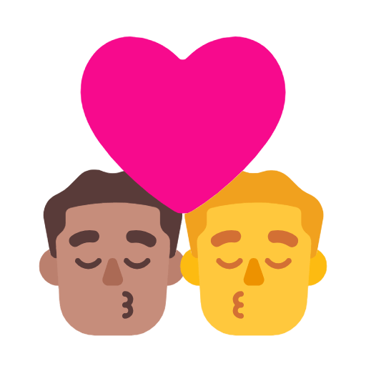 Emoji 👨🏽‍❤️‍💋‍👨 Bacio Tra Coppia - Uomo: Carnagione Olivastra, Hombre su Microsoft Windows 11 23H2.