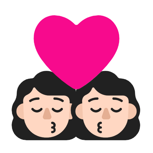 Emoji 👩🏻‍❤️‍💋‍👩🏻 Bacio Tra Coppia - Donna: Carnagione Chiara, Donna: Carnagione Chiara su Microsoft Windows 11 23H2.