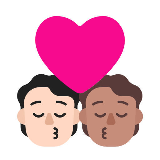 🧑🏻‍❤️‍💋‍🧑🏽 Emoji sich küssendes Paar: Person, Person, helle Hautfarbe, mittlere Hautfarbe Microsoft Windows 11 23H2.