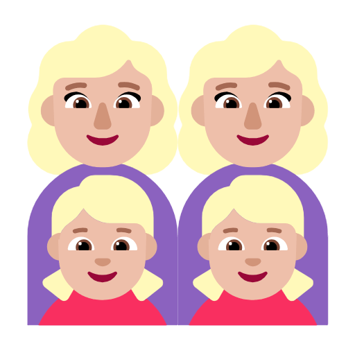👩🏼‍👩🏼‍👧🏼‍👧🏼 Emoji Familia - Mujer, Mujer, Niña, Niña: Tono De Piel Claro Medio en Microsoft Windows 11 23H2.