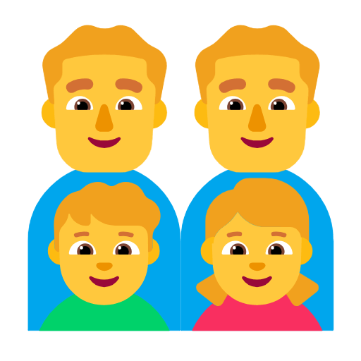 Emoji 👨‍👨‍👦‍👧 Famiglia: Uomo, Uomo, Bambino, Bambina su Microsoft Windows 11 23H2.