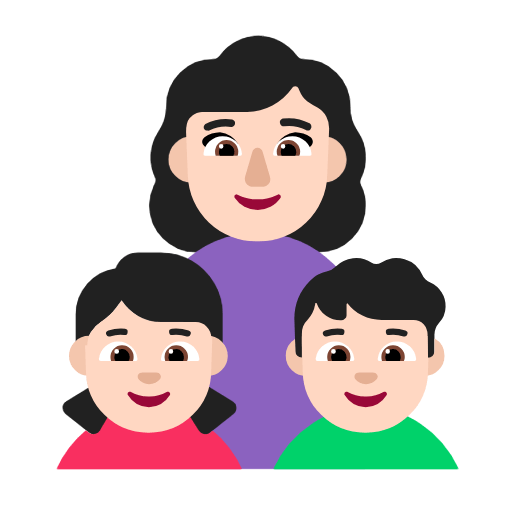 Emoji 👩🏻‍👧🏻‍👦🏻 Famiglia - Donna, Bambina, Bambino: Carnagione Chiara su Microsoft Windows 11 23H2.