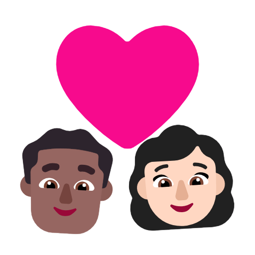 Emoji 👨🏾‍❤️‍👩🏻 Coppia Con Cuore - Uomo: Carnagione Abbastanza Scura, Donna: Carnagione Chiara su Microsoft Windows 11 23H2.