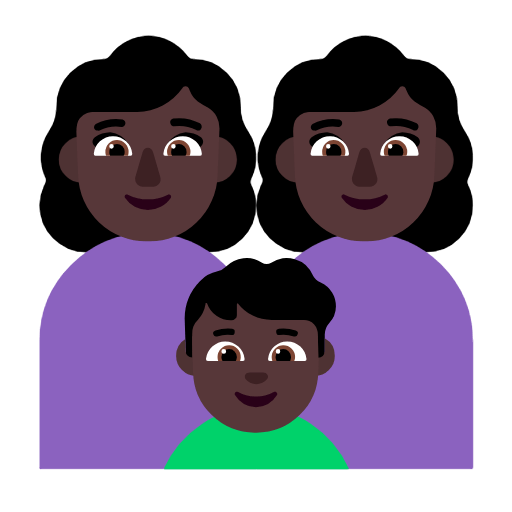 Emoji 👩🏿‍👩🏿‍👦🏿 Famiglia - Donna, Donna, Bambino: Carnagione Scura su Microsoft Windows 11 23H2.