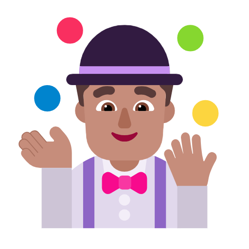 Emoji 🤹🏽‍♂️ Giocoliere Uomo: Carnagione Olivastra su Microsoft Windows 11 23H2.