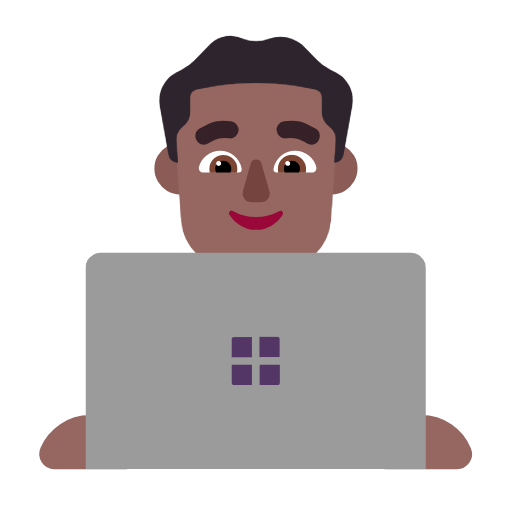 👨🏾‍💻 Emoji Tecnólogo: Pele Morena Escura na Microsoft Windows 11 23H2.