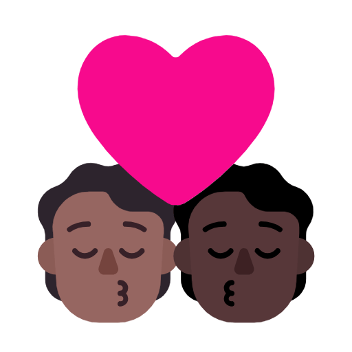 🧑🏾‍❤️‍💋‍🧑🏿 Emoji sich küssendes Paar: Person, Person, mitteldunkle Hautfarbe, dunkle Hautfarbe Microsoft Windows 11 23H2.