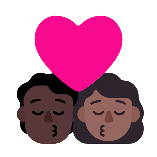 🧑🏿‍❤️‍💋‍👩🏾 Emoji sich küssendes Paar: Person, Frau, dunkle Hautfarbe, mitteldunkle Hautfarbe Microsoft Windows 11 23H2.