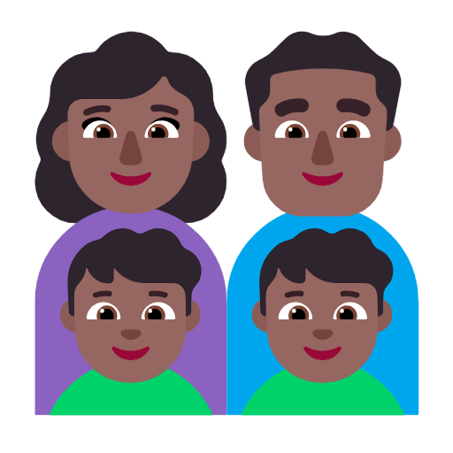 👩🏾‍👨🏾‍👦🏾‍👦🏾 Emoji Família - Mulher, Homem, Menino, Menino: Pele Morena Escura na Microsoft Windows 11 23H2.