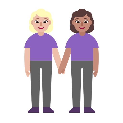 Emoji 👩🏼‍🤝‍👩🏽 Due Donne Che Si Tengono Per Mano: Carnagione Abbastanza Chiara E Carnagione Olivastra su Microsoft Windows 11 23H2.