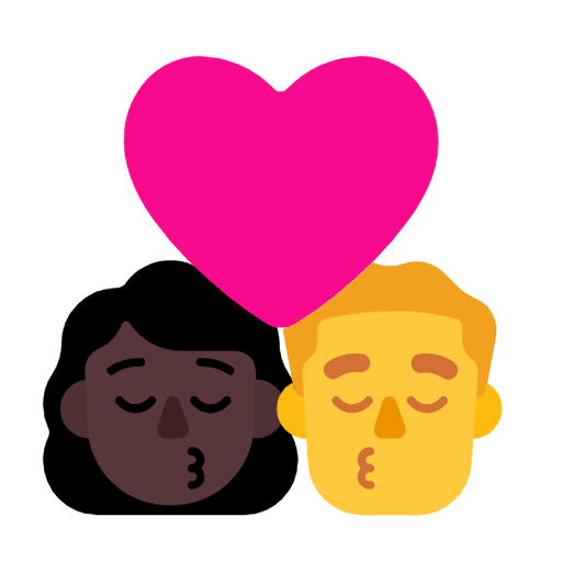 Emoji 👩🏿‍❤️‍💋‍👨 Bacio Tra Coppia - Donna: Carnagione Scura, Hombre su Microsoft Windows 11 23H2.