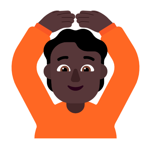 🙆🏿 Emoji Person mit Händen auf dem Kopf: dunkle Hautfarbe Microsoft Windows 11 23H2.