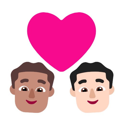 Emoji 👨🏽‍❤️‍👨🏻 Bacio Tra Coppia - Uomo: Carnagione Olivastra, Uomo: Carnagione Chiara su Microsoft Windows 11 23H2.