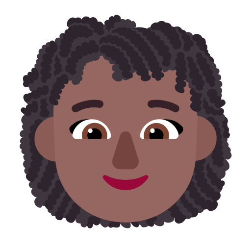 👩🏾‍🦱 Emoji Frau: mitteldunkle Hautfarbe, lockiges Haar Microsoft Windows 11 23H2.