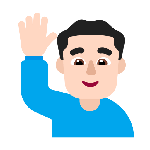 🙋🏻‍♂️ Emoji Mann mit erhobenem Arm: helle Hautfarbe Microsoft Windows 11 23H2.