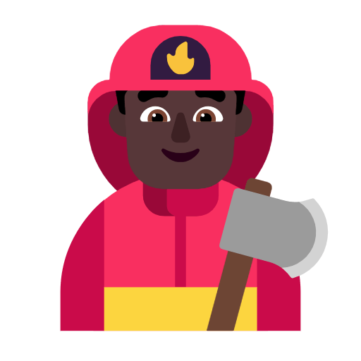 👨🏿‍🚒 Emoji Feuerwehrmann: dunkle Hautfarbe Microsoft Windows 11 23H2.