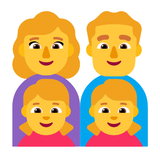 👩‍👨‍👧‍👧 Emoji Familie: Frau, Mann, Mädchen, Mädchen Microsoft Windows 11 23H2.