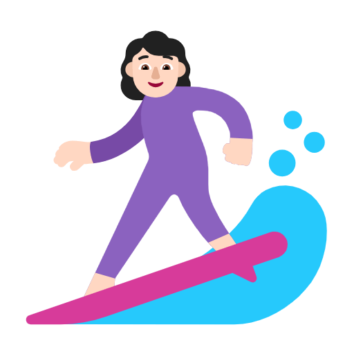 Emoji 🏄🏻‍♀️ Surfista Donna: Carnagione Chiara su Microsoft Windows 11 23H2.