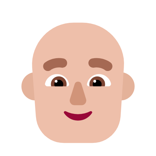 Emoji 👨🏼‍🦲 Uomo: Carnagione Abbastanza Chiara E Calvo su Microsoft Windows 11 23H2.